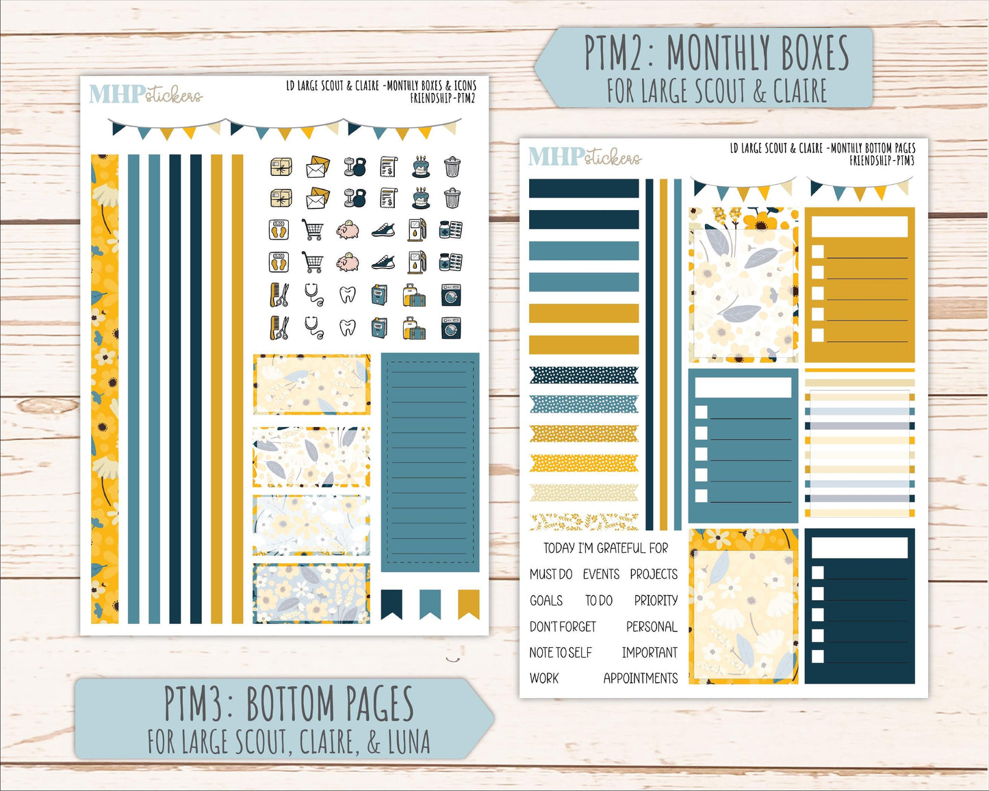 SEPTEMBER 2026 Stickers for the Large Scout, Large Claire, and Large Luna Laurel Denise Planners "Friendship" || PT