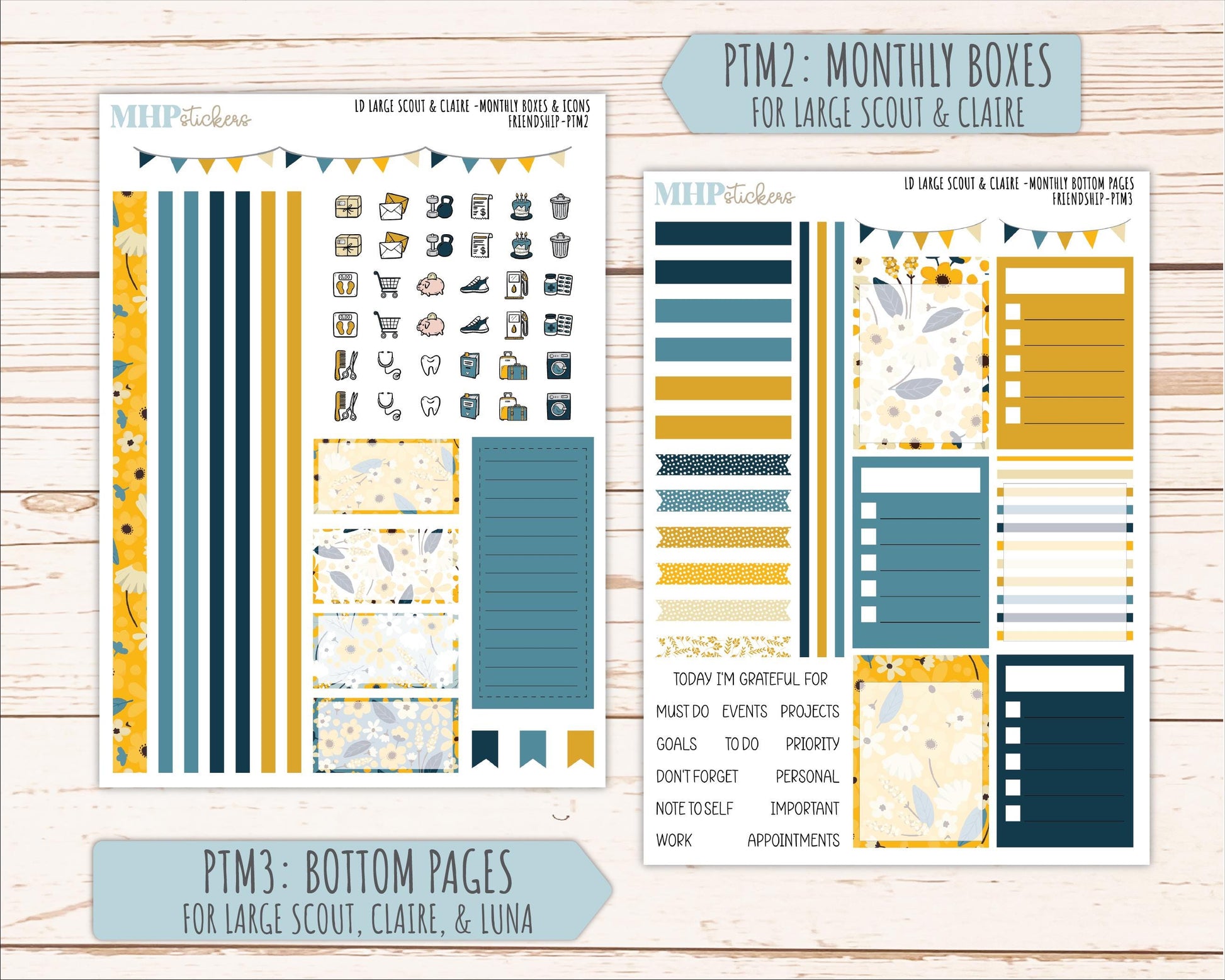 SEPTEMBER 2026 Stickers for the Large Scout, Large Claire, and Large Luna Laurel Denise Planners "Friendship" || PT