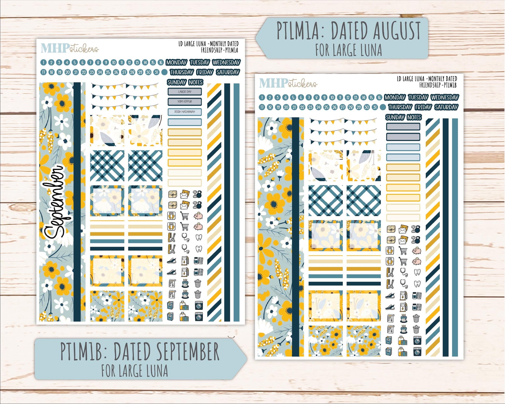 SEPTEMBER 2026 Stickers for the Large Scout, Large Claire, and Large Luna Laurel Denise Planners "Friendship" || PT