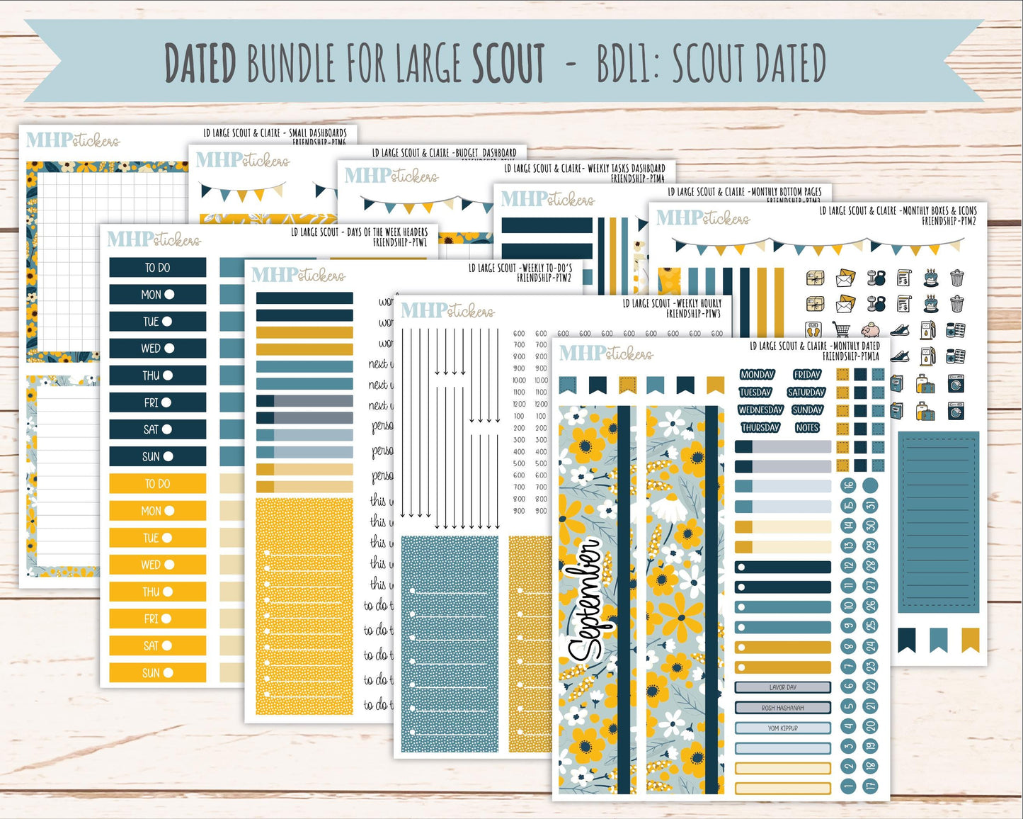SEPTEMBER 2026 Stickers for the Large Scout, Large Claire, and Large Luna Laurel Denise Planners "Friendship" || PT