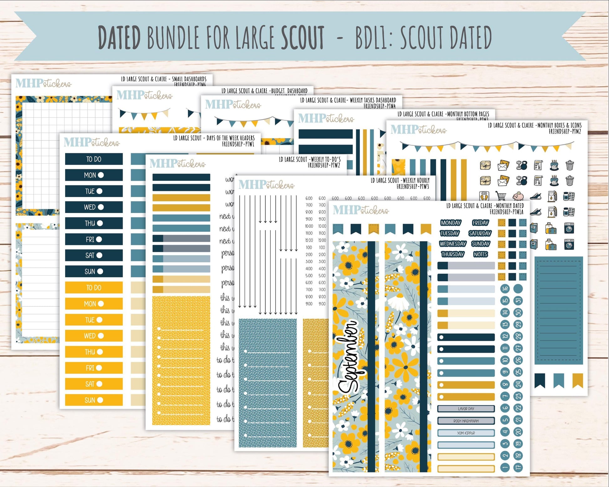 SEPTEMBER 2026 Stickers for the Large Scout, Large Claire, and Large Luna Laurel Denise Planners "Friendship" || PT