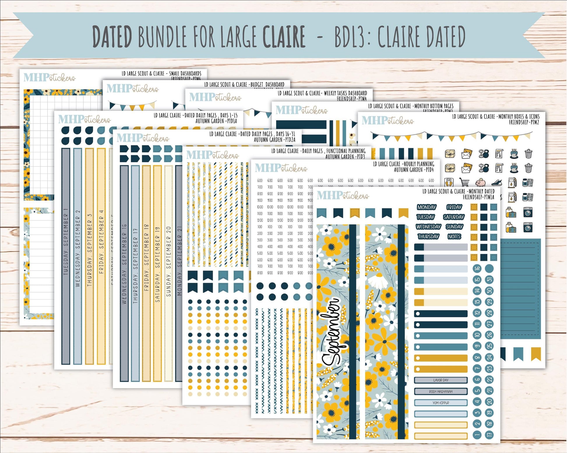SEPTEMBER 2026 Stickers for the Large Scout, Large Claire, and Large Luna Laurel Denise Planners "Friendship" || PT