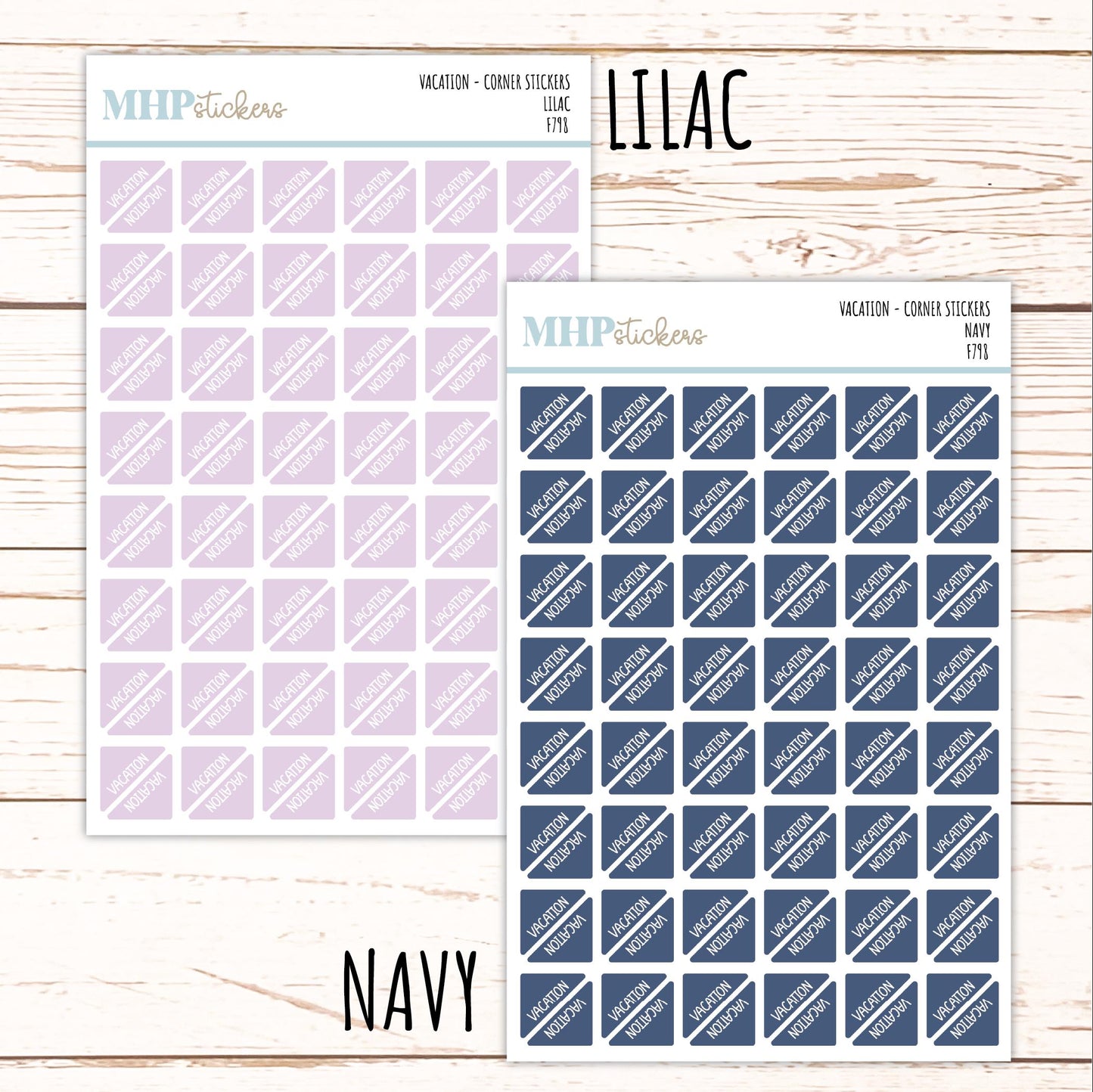 VACATION Corner Planner Stickers for Planners, Calendars, Bullet Journals, and Organizers. || F798