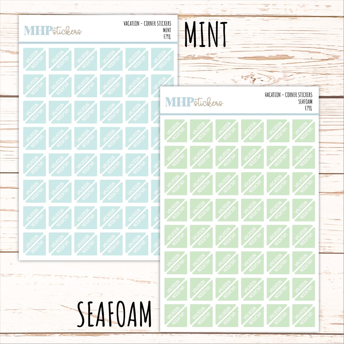 VACATION Corner Planner Stickers for Planners, Calendars, Bullet Journals, and Organizers. || F798