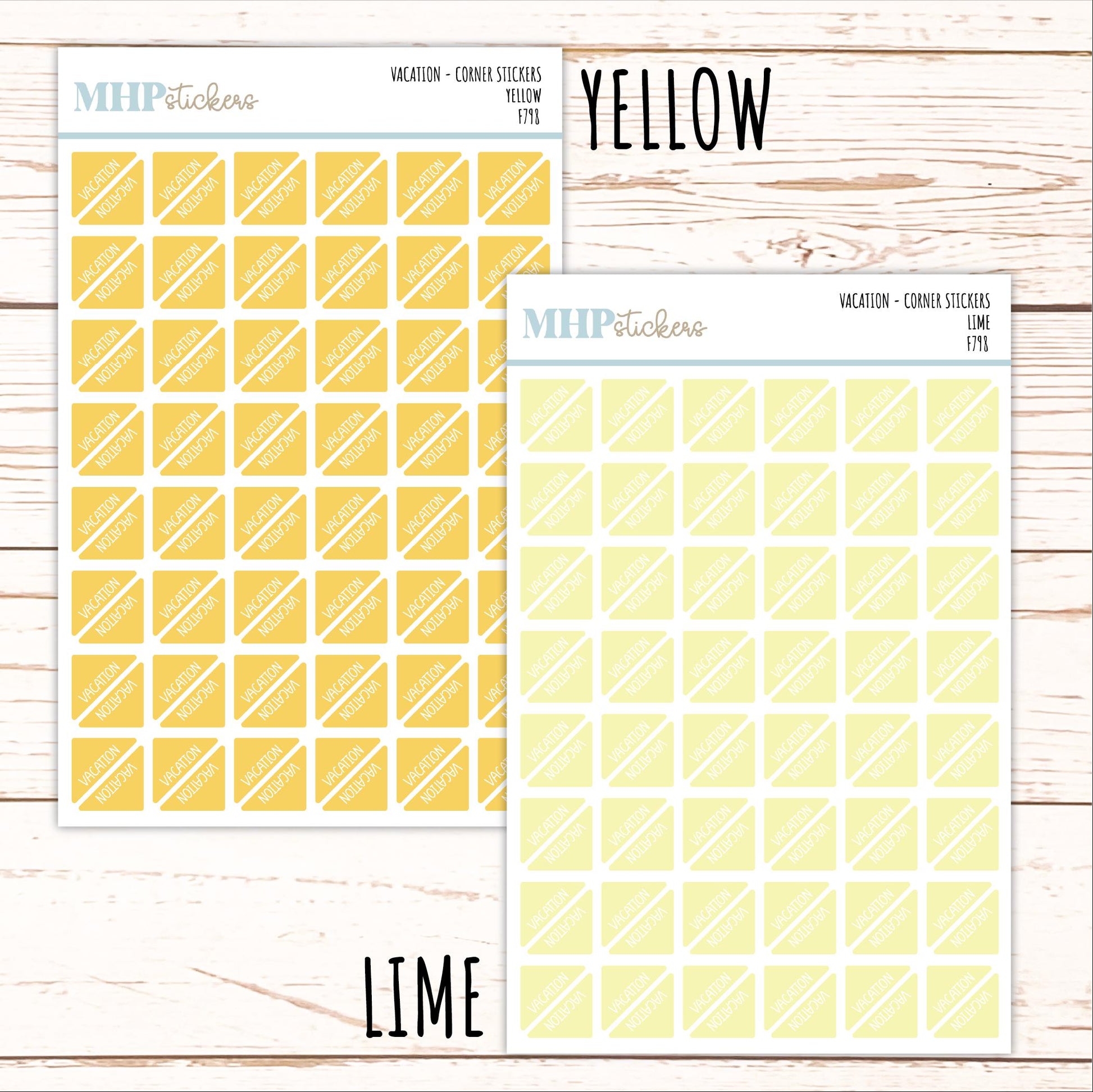 VACATION Corner Planner Stickers for Planners, Calendars, Bullet Journals, and Organizers. || F798