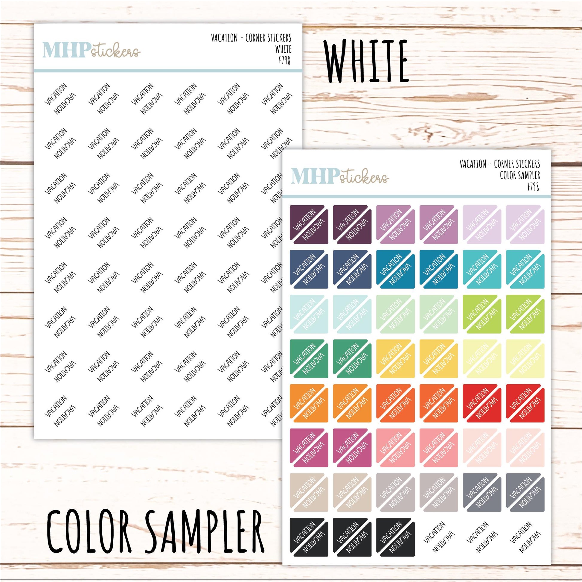 VACATION Corner Planner Stickers for Planners, Calendars, Bullet Journals, and Organizers. || F798