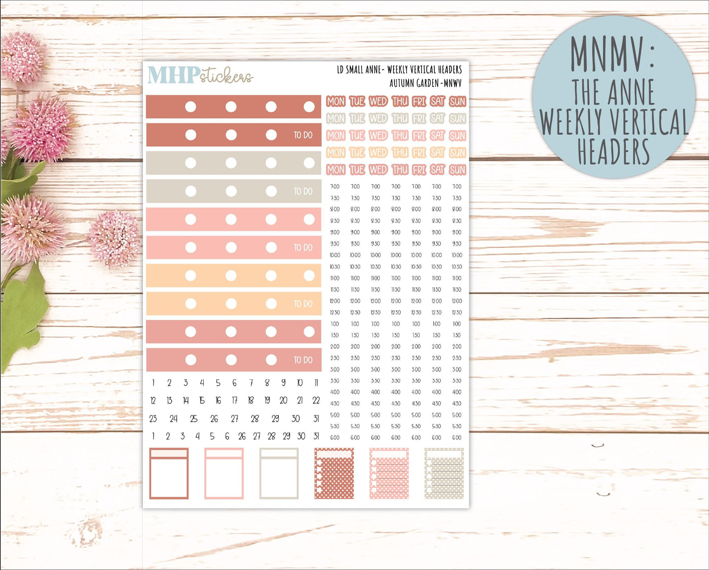 SEPTEMBER 2026 Stickers for Small Nancy & Anne Laurel Denise Planners "Autumn Garden" || MN