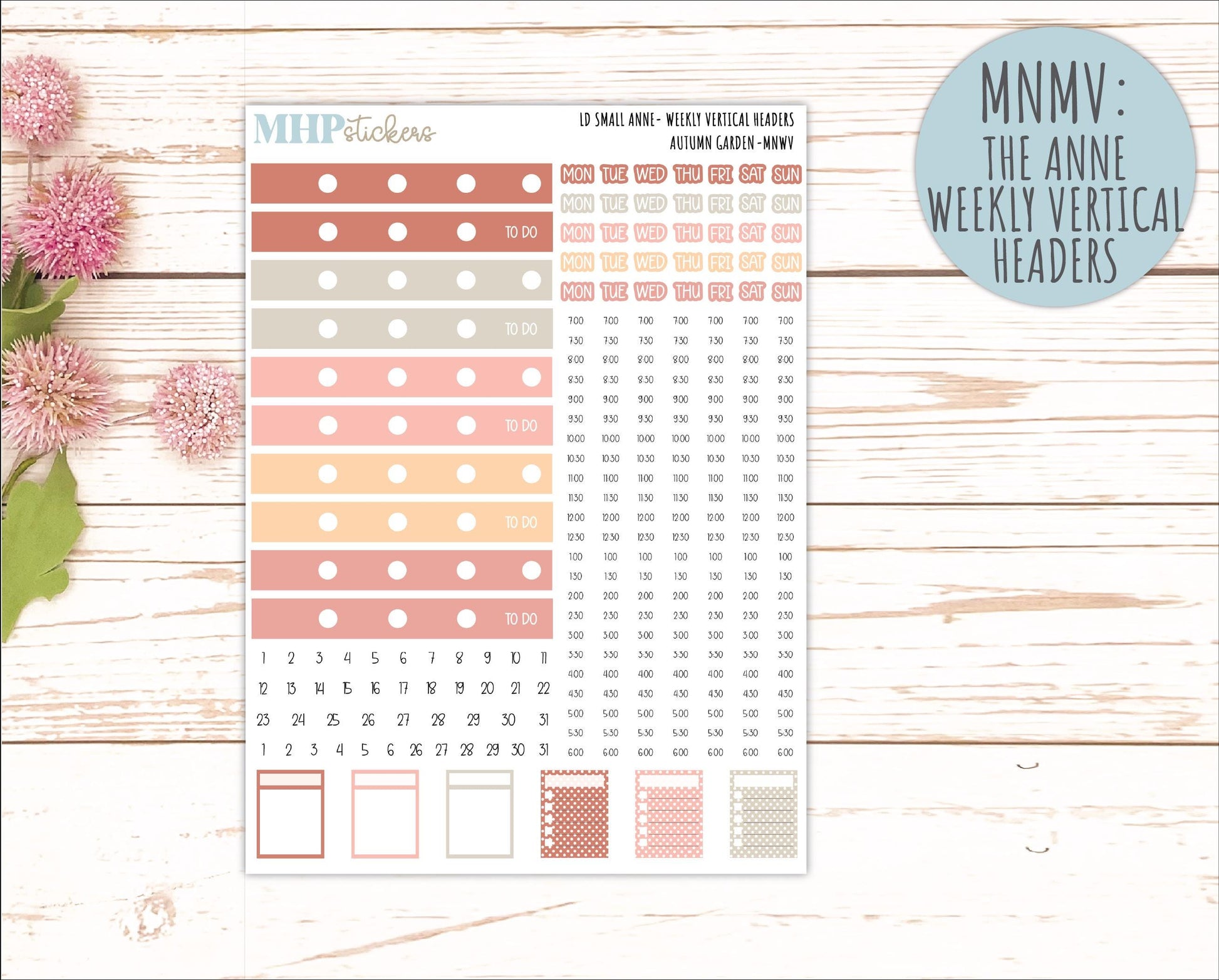 SEPTEMBER 2026 Stickers for Small Nancy & Anne Laurel Denise Planners "Autumn Garden" || MN