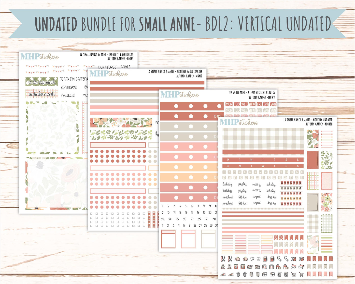 SEPTEMBER 2026 Stickers for Small Nancy & Anne Laurel Denise Planners "Autumn Garden" || MN