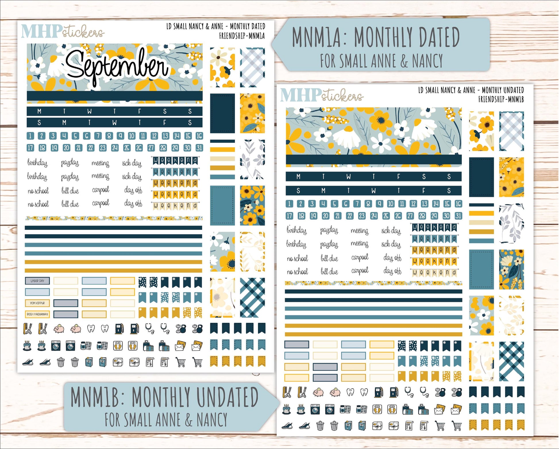 SEPTEMBER 2026 Stickers for Small Nancy & Anne Laurel Denise Planners "Friendship" || MN