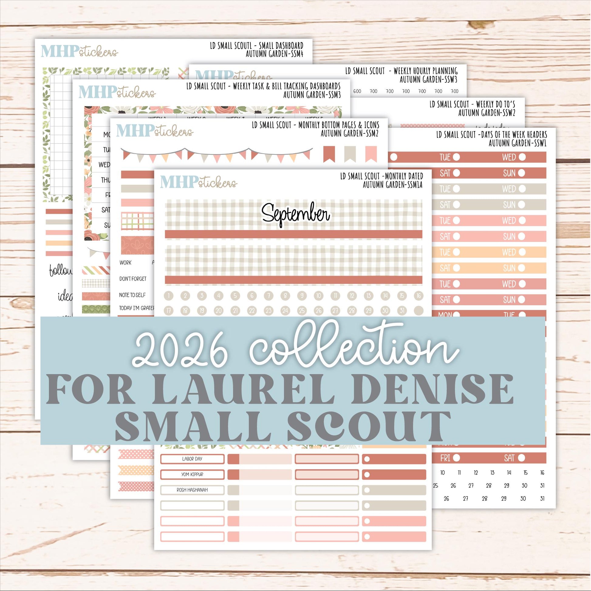 SEPTEMBER 2026 Stickers for the Small Scout Planner. For Laurel Denise Planners. "Autumn Garden" ||SS
