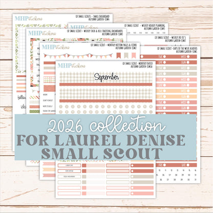 SEPTEMBER 2026 Stickers for the Small Scout Planner. For Laurel Denise Planners. "Autumn Garden" ||SS