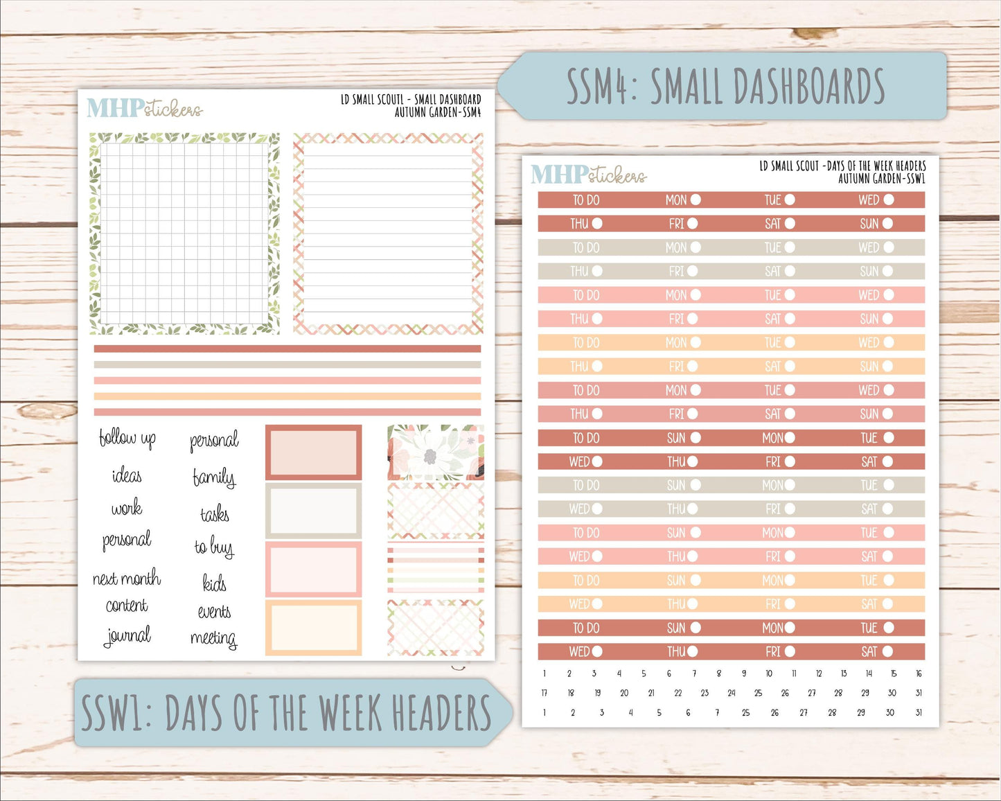 SEPTEMBER 2026 Stickers for the Small Scout Planner. For Laurel Denise Planners. "Autumn Garden" ||SS