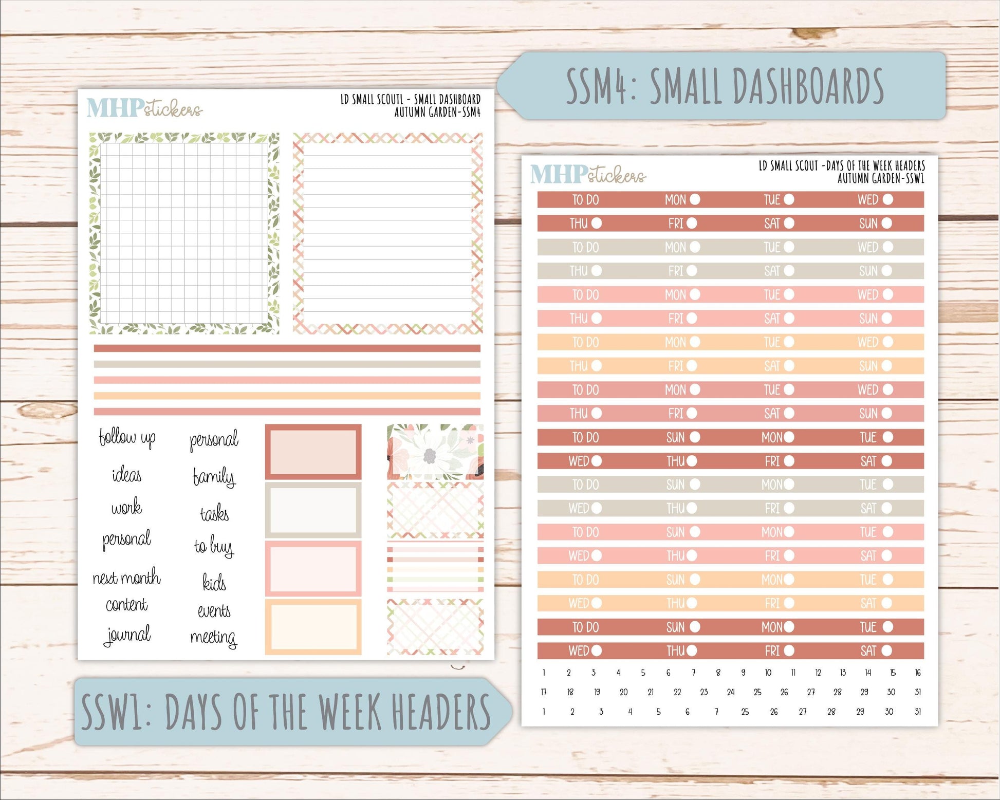 SEPTEMBER 2026 Stickers for the Small Scout Planner. For Laurel Denise Planners. "Autumn Garden" ||SS