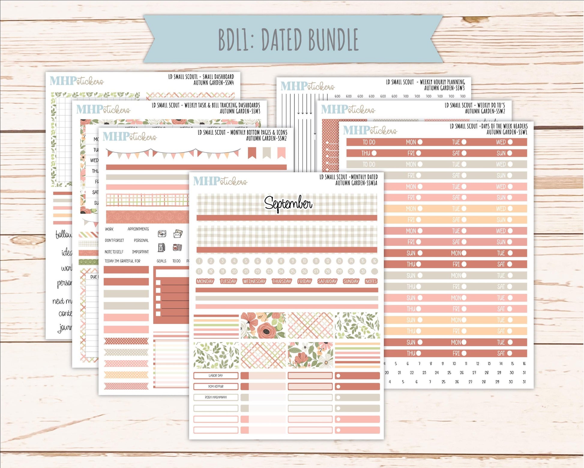 SEPTEMBER 2026 Stickers for the Small Scout Planner. For Laurel Denise Planners. "Autumn Garden" ||SS