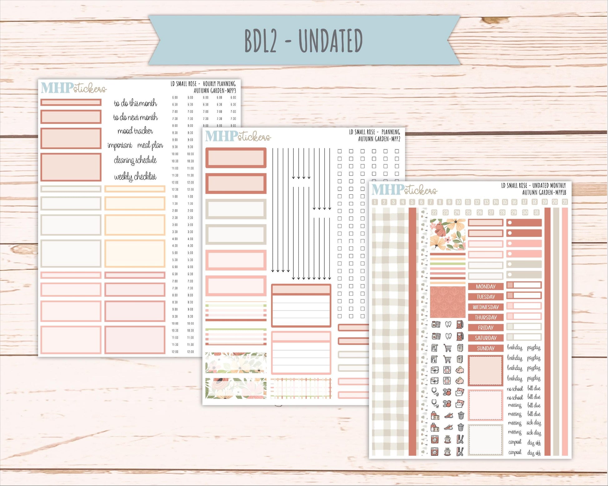 SEPTEMBER 2026 Stickers for The Small Rose Laurel Denise Planner. "Autumn Garden" || MPP