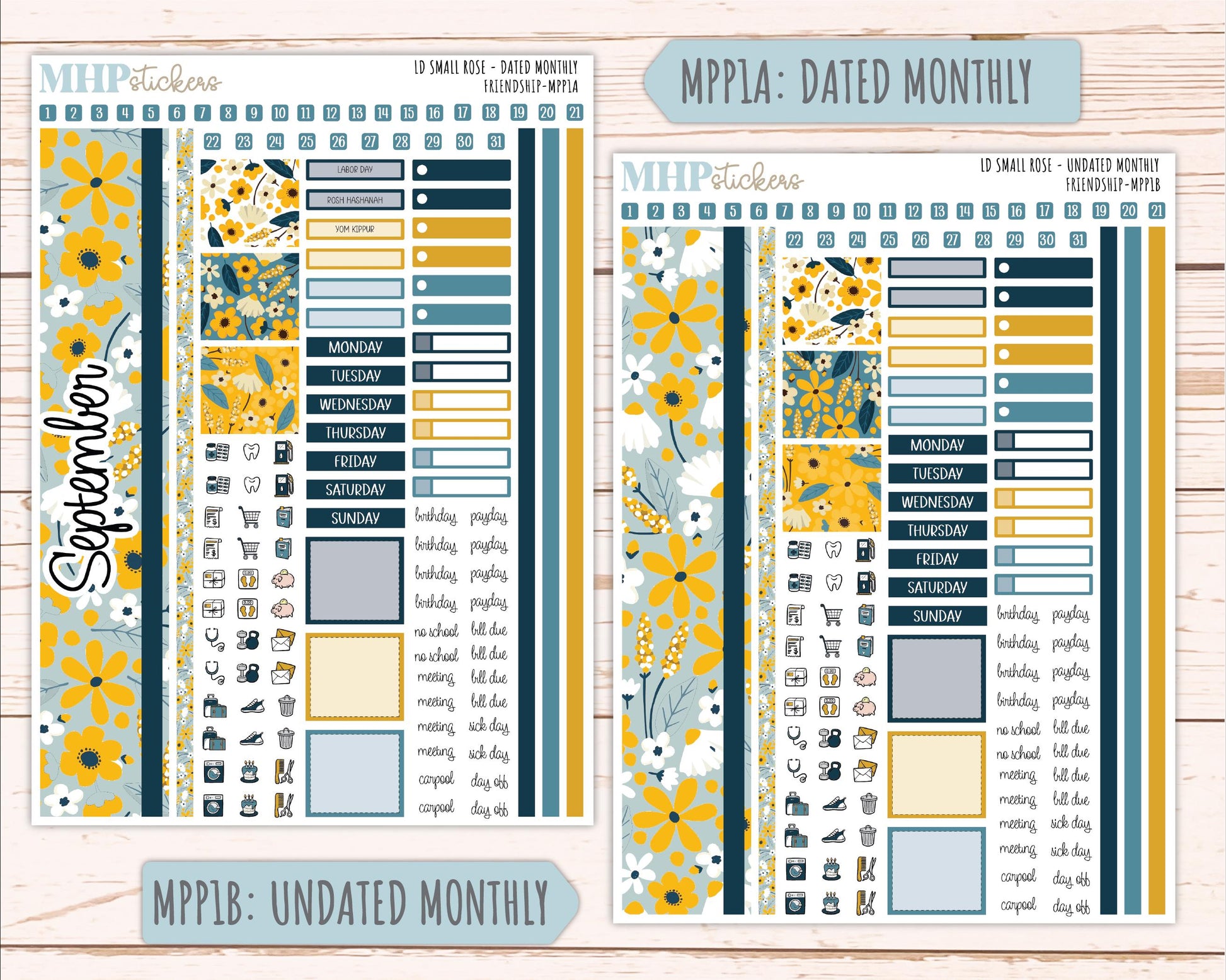 SEPTEMBER 2026 Stickers for The Small Rose Laurel Denise Planner. "Friendship" || MPP