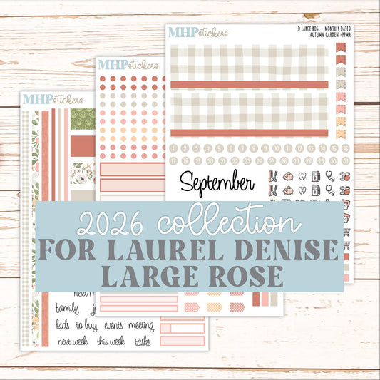 SEPTEMBER 2026 Stickers for the Large Rose Laurel Denise Planner. "Autumn Garden" || PP