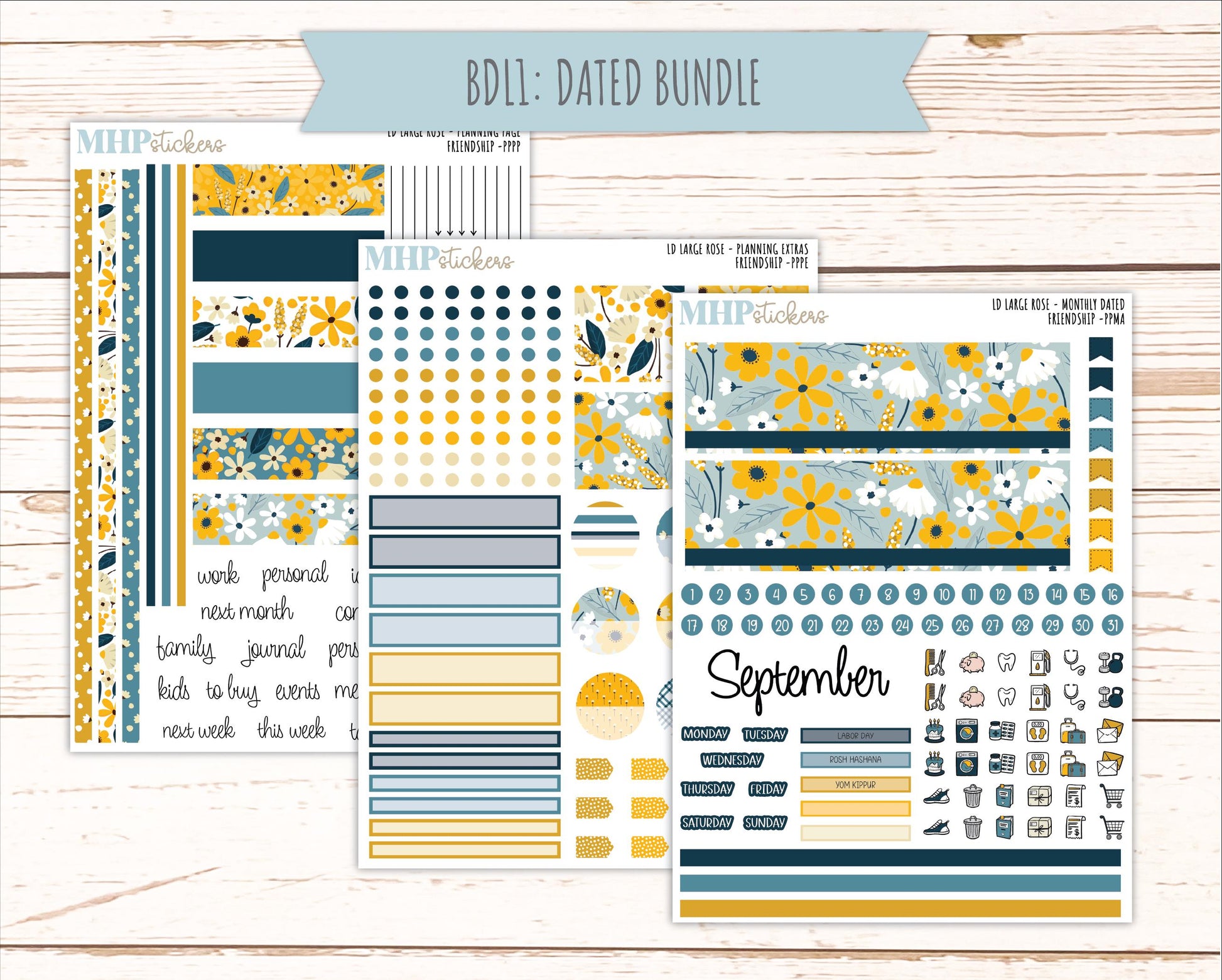 SEPTEMBER 2026 Stickers for the Large Rose Laurel Denise Planner. "Friendship" || PP