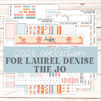 AUGUST 2026 Stickers for The Jo, Laurel Denise Planner "Groovy Summer" || POP