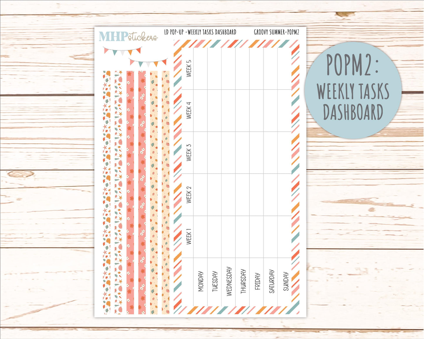 AUGUST 2026 Stickers for The Jo, Laurel Denise Planner "Groovy Summer" || POP