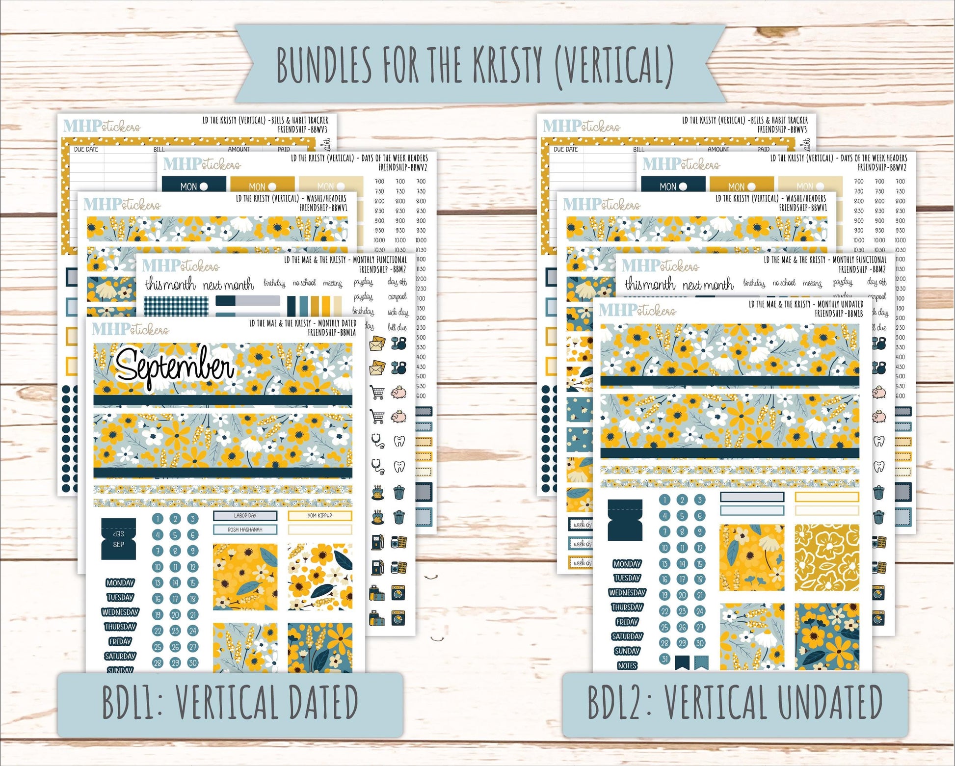 SEPTEMBER 2026 Stickers for the Mae & Kristy Laurel Denise Planners "Friendship" || BB
