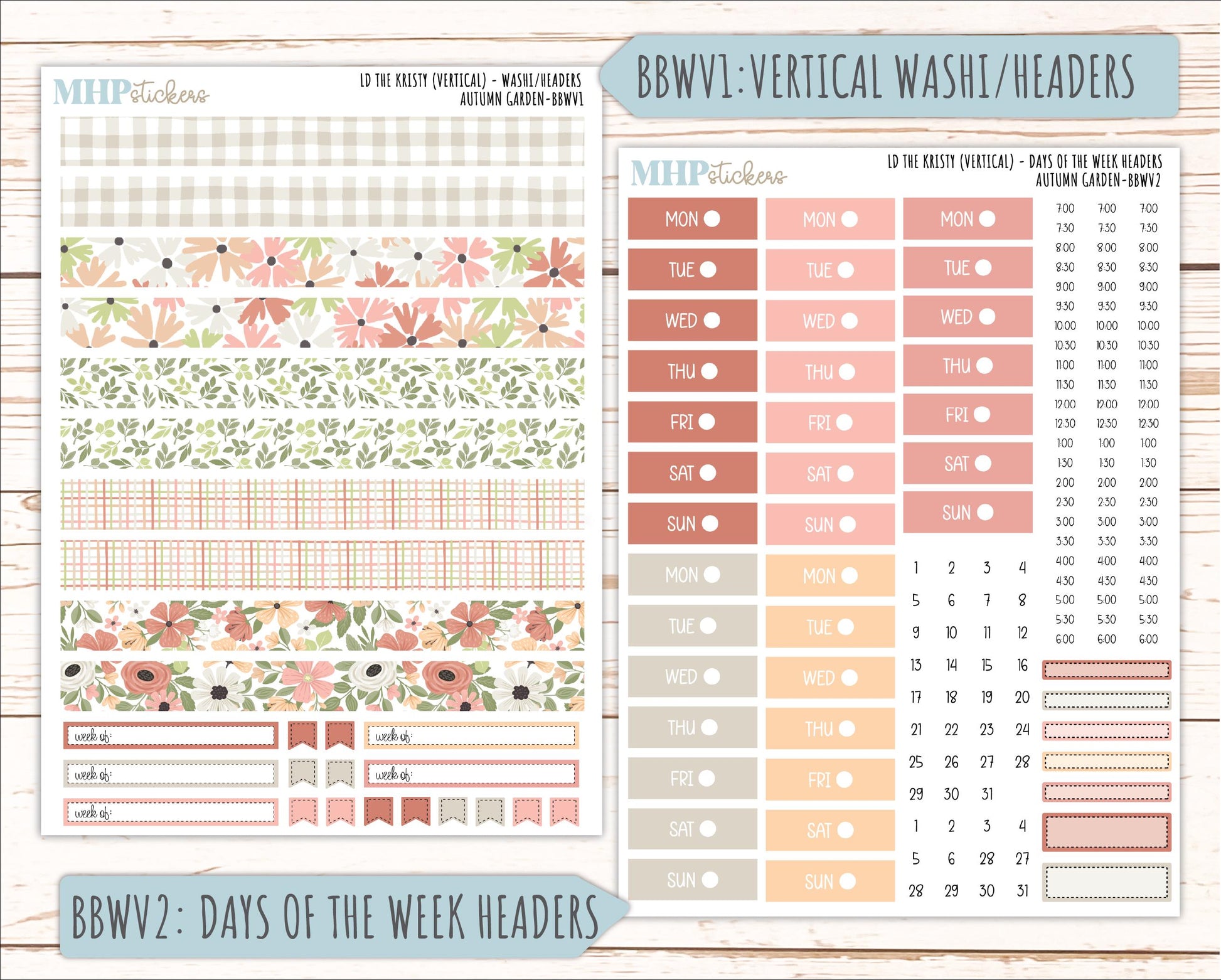 SEPTEMBER 2026 Stickers for the Mae & Kristy Laurel Denise Planners "Autumn Garden" || BB