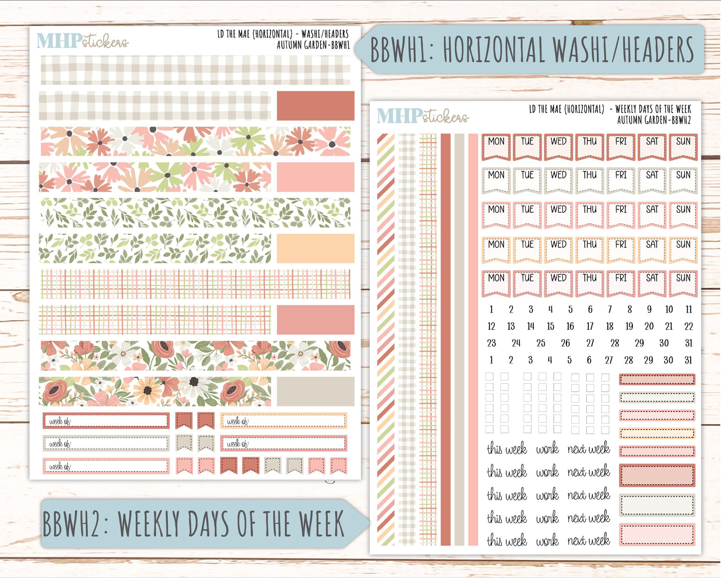 SEPTEMBER 2026 Stickers for the Mae & Kristy Laurel Denise Planners "Autumn Garden" || BB