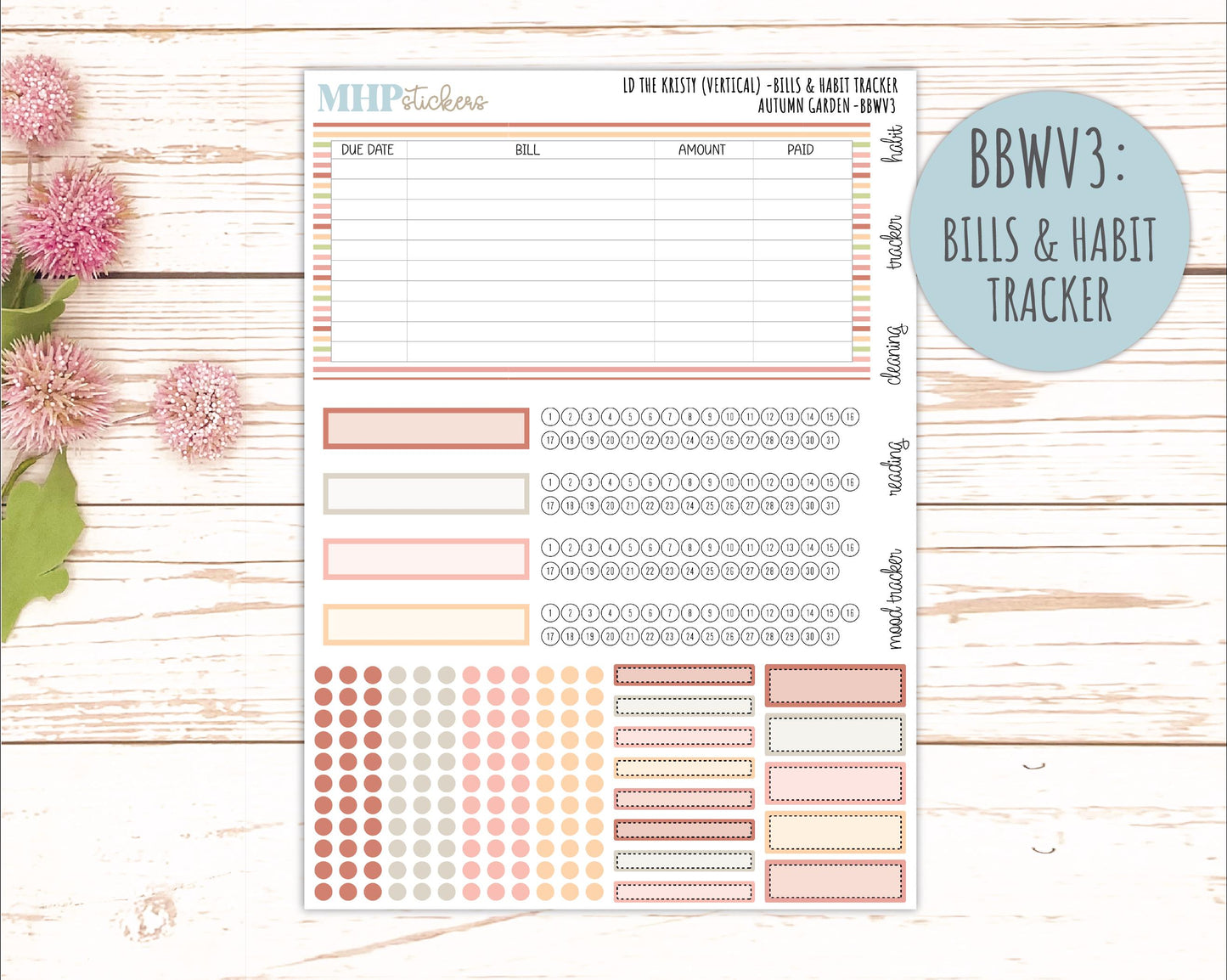 SEPTEMBER 2026 Stickers for the Mae & Kristy Laurel Denise Planners "Autumn Garden" || BB