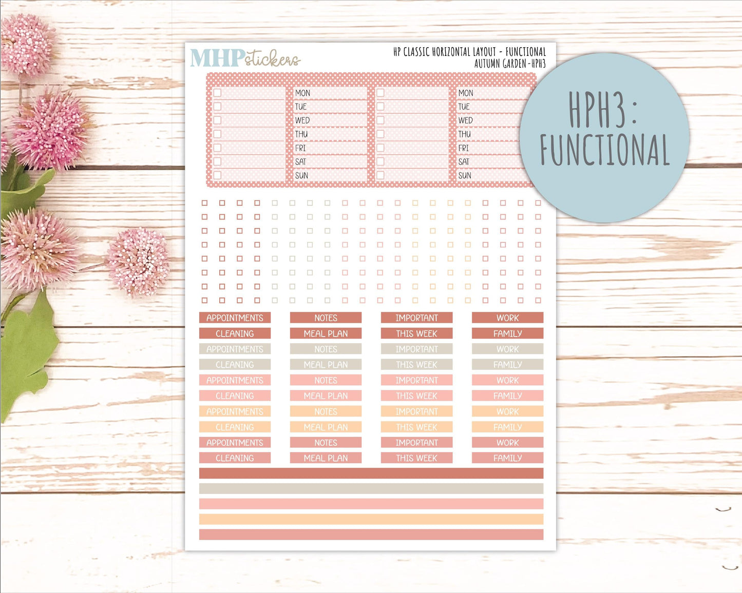 SEPTEMBER Stickers for Happy Planner Classic Horizontal Layout. 2026 Collection. "Autumn Garden" || HPH