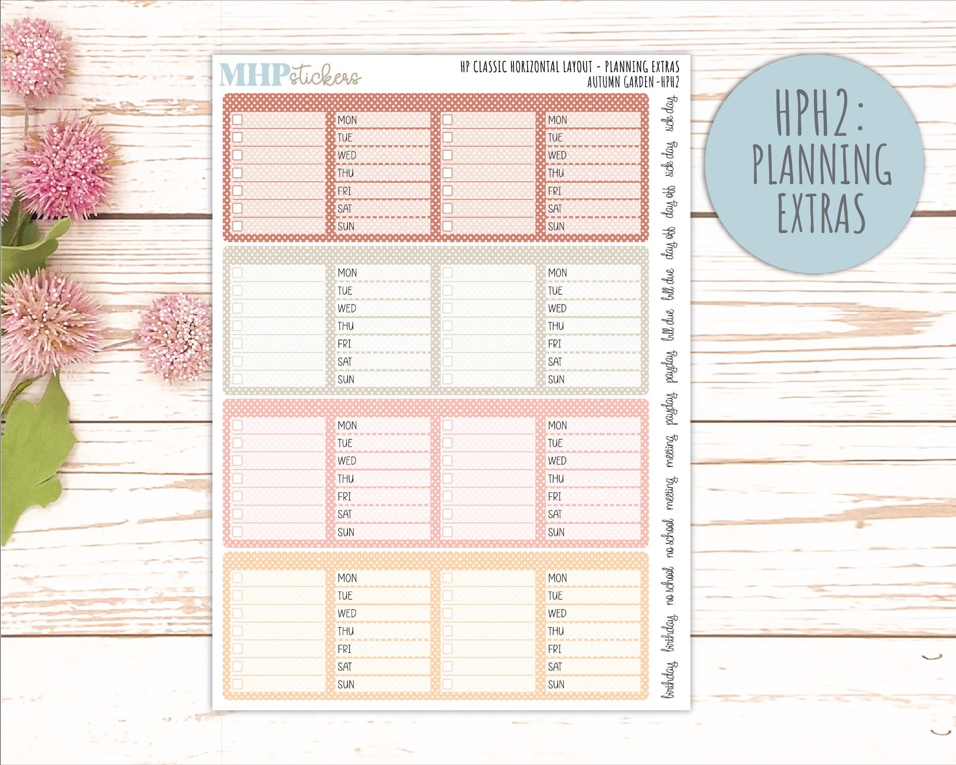SEPTEMBER Stickers for Happy Planner Classic Horizontal Layout. 2026 Collection. "Autumn Garden" || HPH