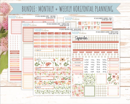 SEPTEMBER Stickers for Happy Planner Classic Horizontal Layout. 2026 Collection. "Autumn Garden" || HPH