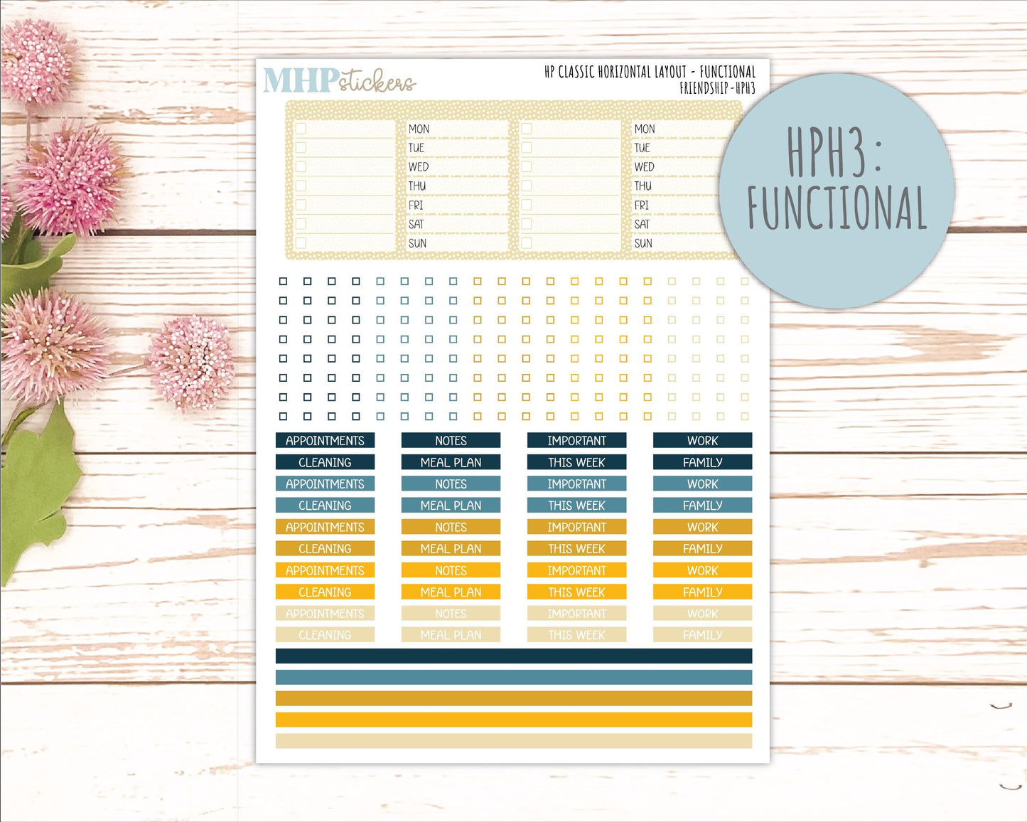SEPTEMBER Stickers for Happy Planner Classic Horizontal Layout. 2026 Collection. "Friendship" || HPH