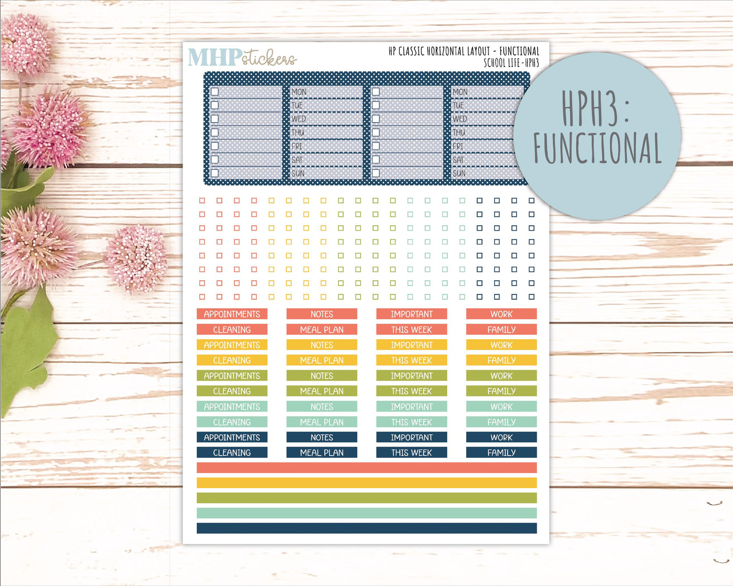 AUGUST & SEPTEMBER Stickers for Happy Planner Classic Horizontal Layout. 2026 Collection. "School Life || HPH