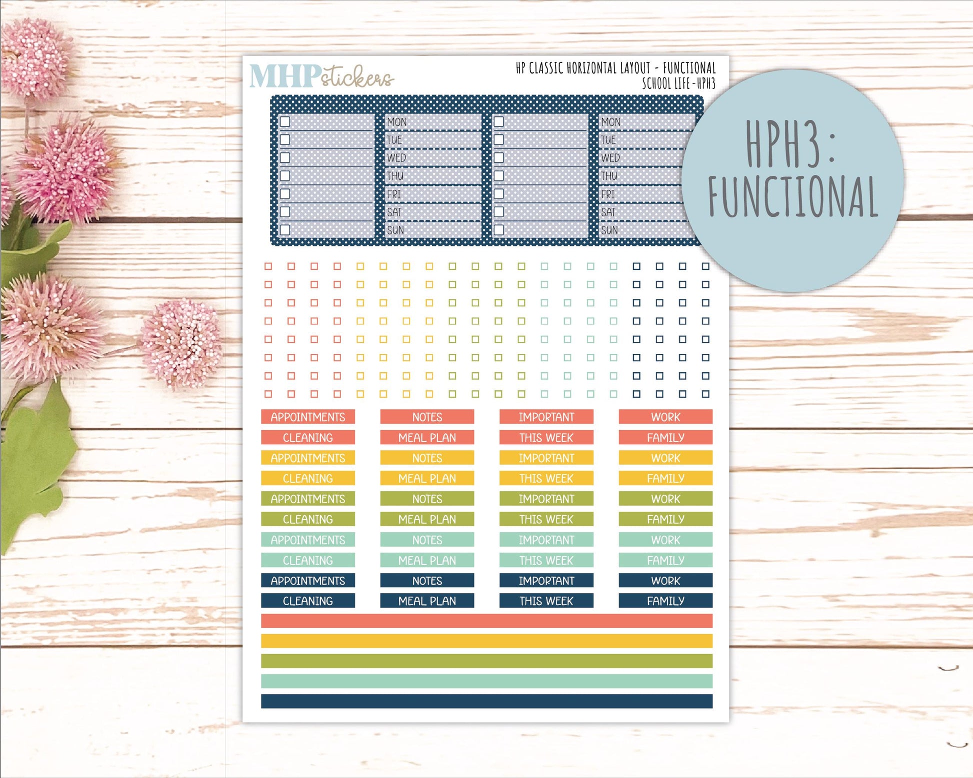 AUGUST & SEPTEMBER Stickers for Happy Planner Classic Horizontal Layout. 2026 Collection. "School Life || HPH