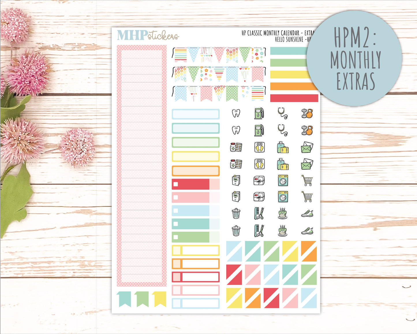 AUGUST Stickers for Happy Planner Classic Dashboard Layout. 2026 Collection. "Hello Sunshine" || HPD