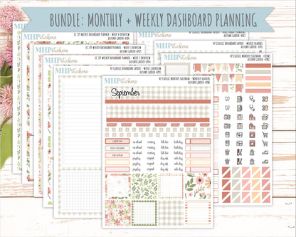 SEPTEMBER Stickers for Happy Planner Classic Dashboard Layout. 2026 Collection. "Autumn Garden" || HPD
