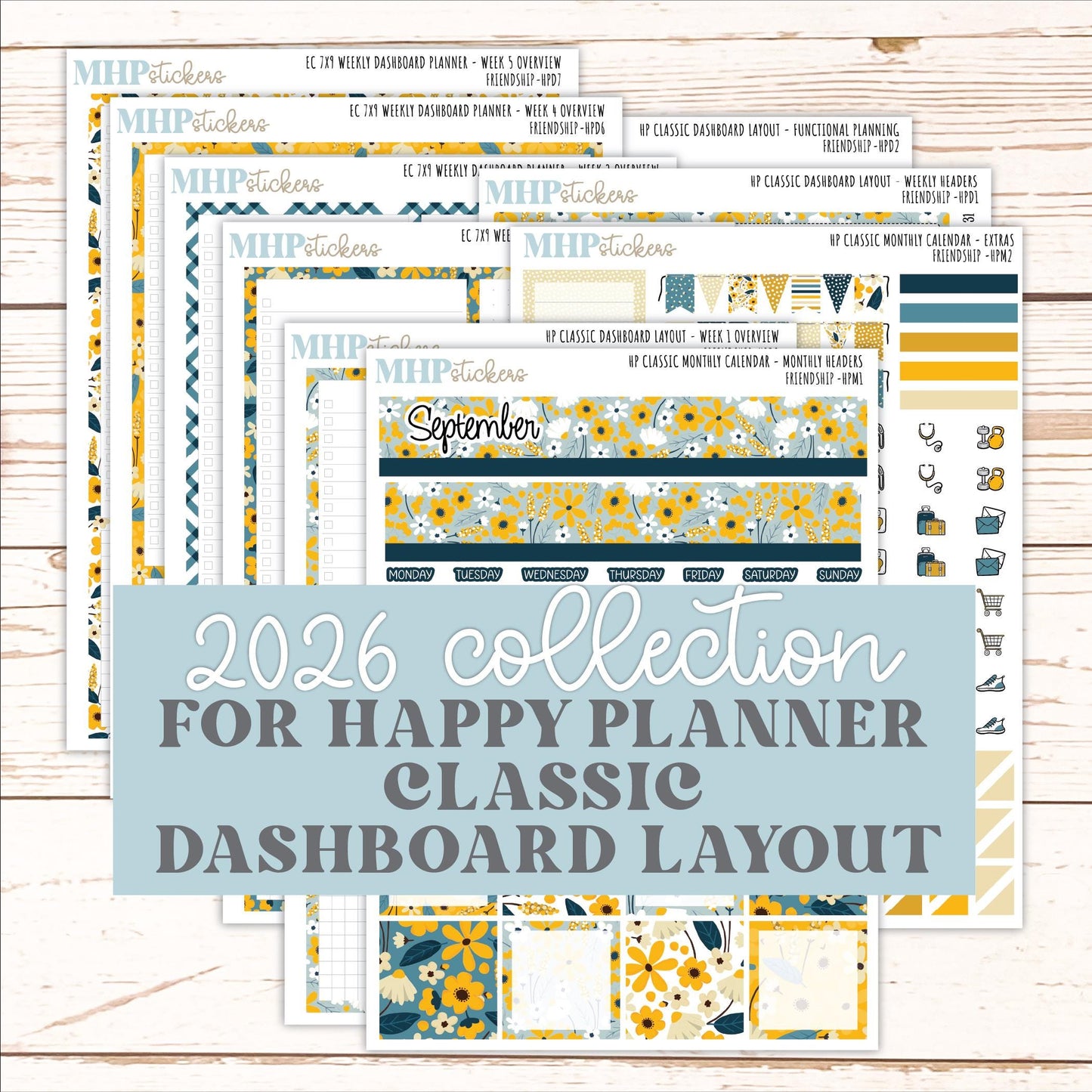 SEPTEMBER Stickers for Happy Planner Classic Dashboard Layout. 2026 Collection. "Friendship" || HPD