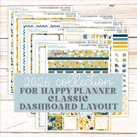 SEPTEMBER Stickers for Happy Planner Classic Dashboard Layout. 2026 Collection. "Friendship" || HPD