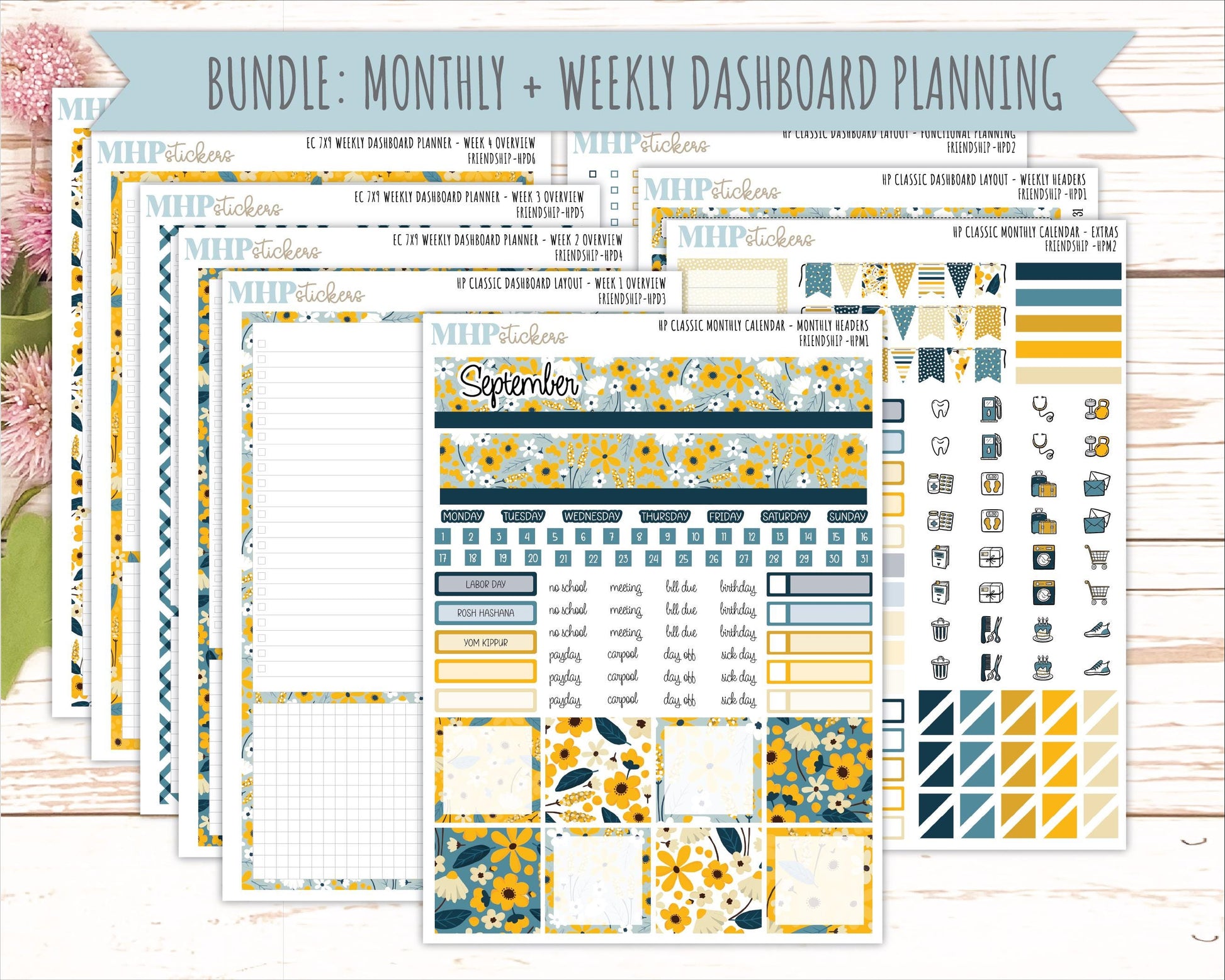 SEPTEMBER Stickers for Happy Planner Classic Dashboard Layout. 2026 Collection. "Friendship" || HPD