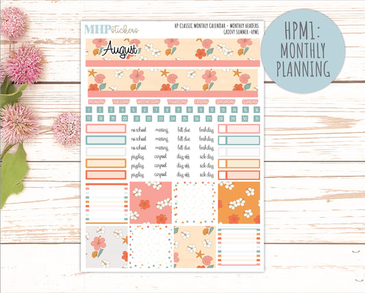 AUGUST Stickers for Happy Planner Classic Vertical Layout. 2026 Collection. "Groovy Summer" || HPV