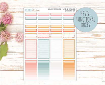 AUGUST Stickers for Happy Planner Classic Vertical Layout. 2026 Collection. "Groovy Summer" || HPV