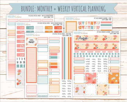 AUGUST Stickers for Happy Planner Classic Vertical Layout. 2026 Collection. "Groovy Summer" || HPV