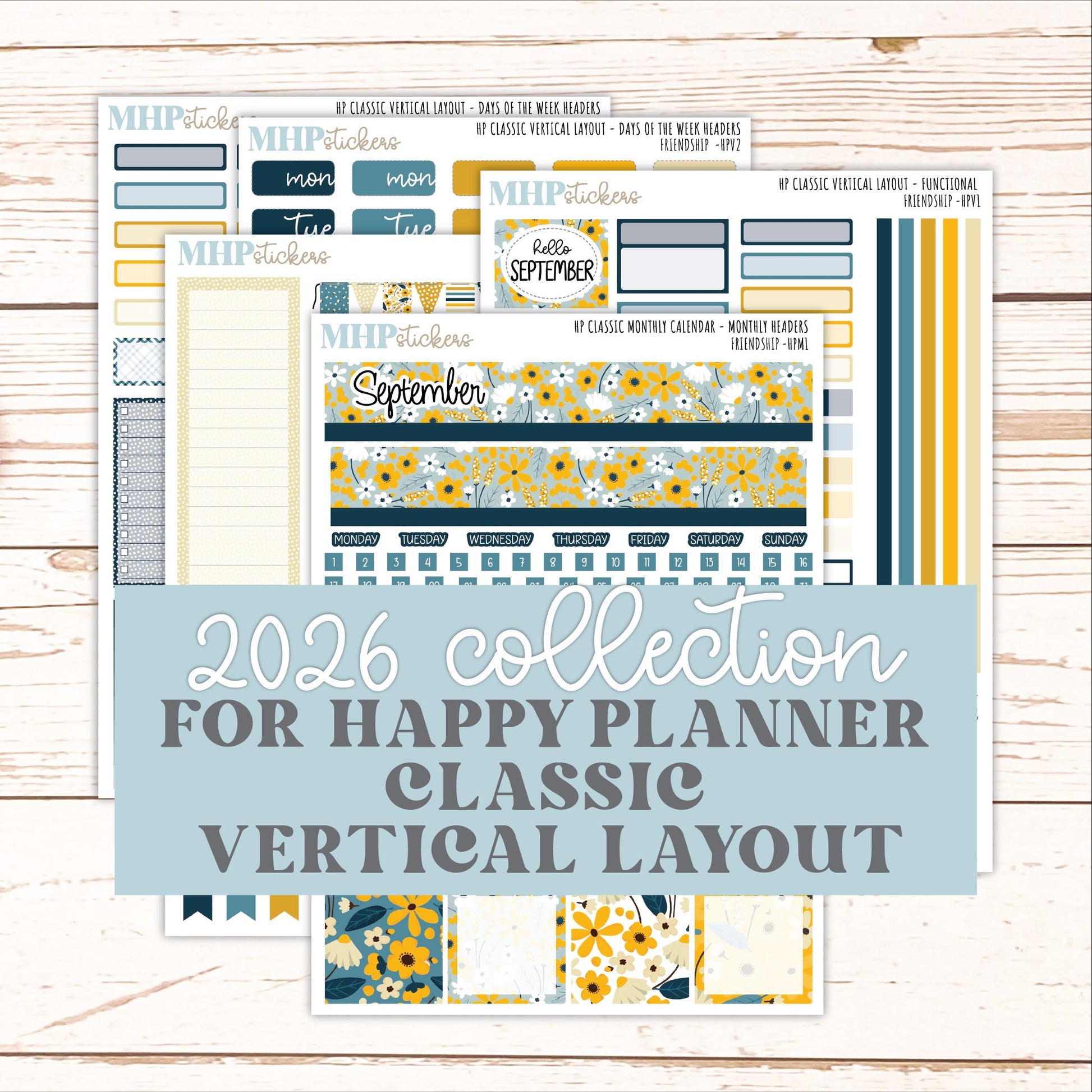 SEPTEMBER Stickers for Happy Planner Classic Vertical Layout. 2026 Collection. "Friendship" || HPV