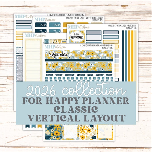 SEPTEMBER Stickers for Happy Planner Classic Vertical Layout. 2026 Collection. "Friendship" || HPV