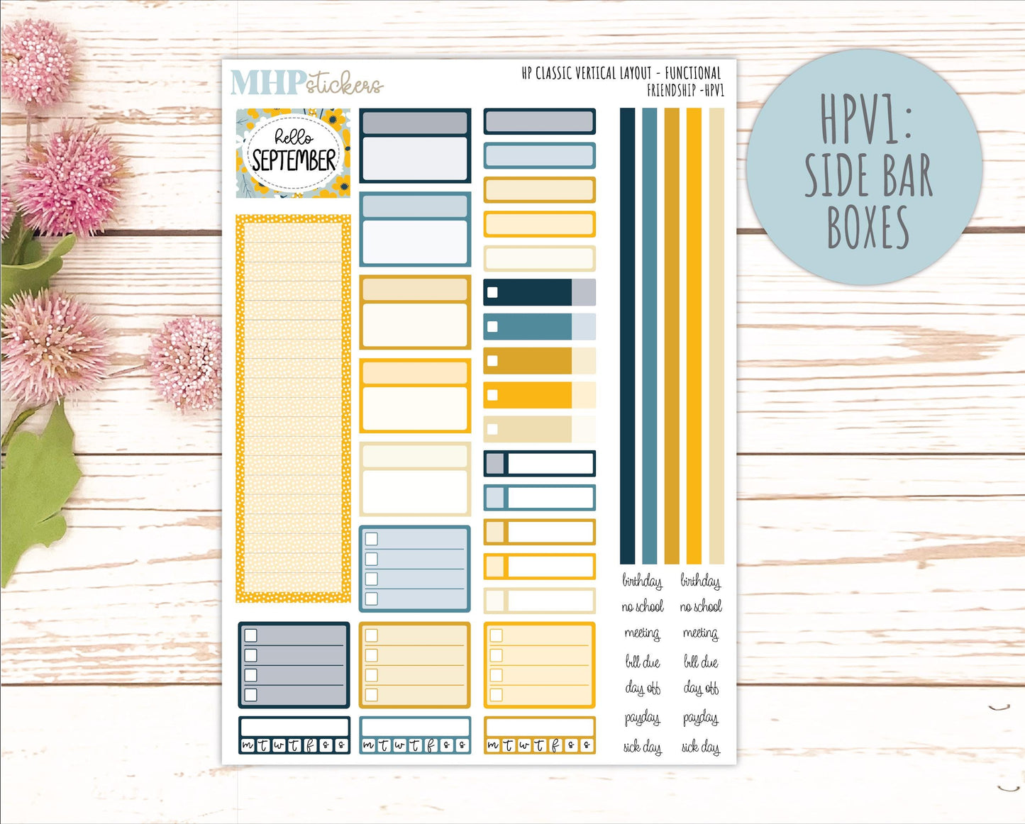 SEPTEMBER Stickers for Happy Planner Classic Vertical Layout. 2026 Collection. "Friendship" || HPV