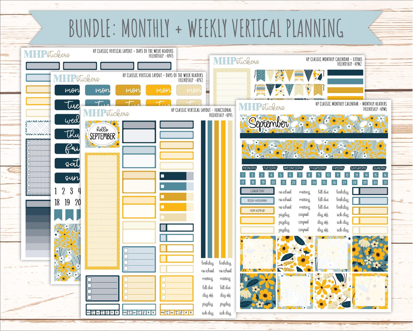 SEPTEMBER Stickers for Happy Planner Classic Vertical Layout. 2026 Collection. "Friendship" || HPV