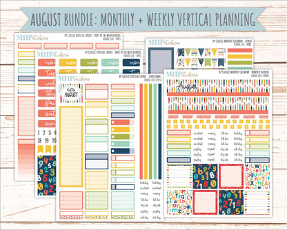 AUGUST & SEPTEMBER Stickers for Happy Planner Classic Vertical Layout. 2026 Collection. "School Life" || HPV