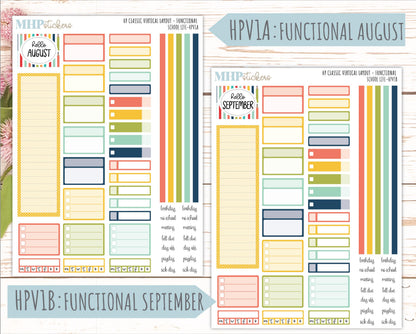AUGUST & SEPTEMBER Stickers for Happy Planner Classic Vertical Layout. 2026 Collection. "School Life" || HPV