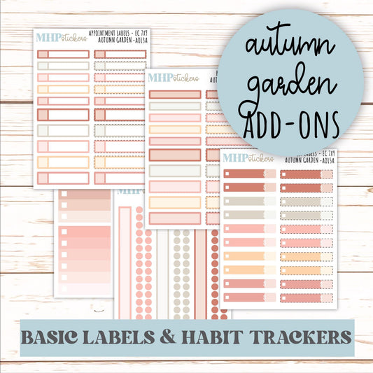 Basic Labels & Habit Trackers. ADD-On's for Monthly Kits "Autumn Garden" || AOBL